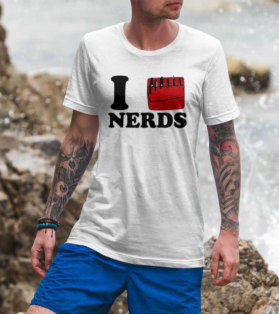 I Love Nerds Red Pocket T-Shirt