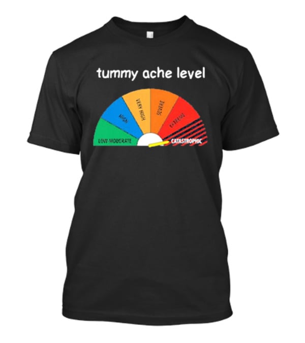 Tummy Ache Level Catastrophic Scale Low Moderate Severe Cringe T-Shirt