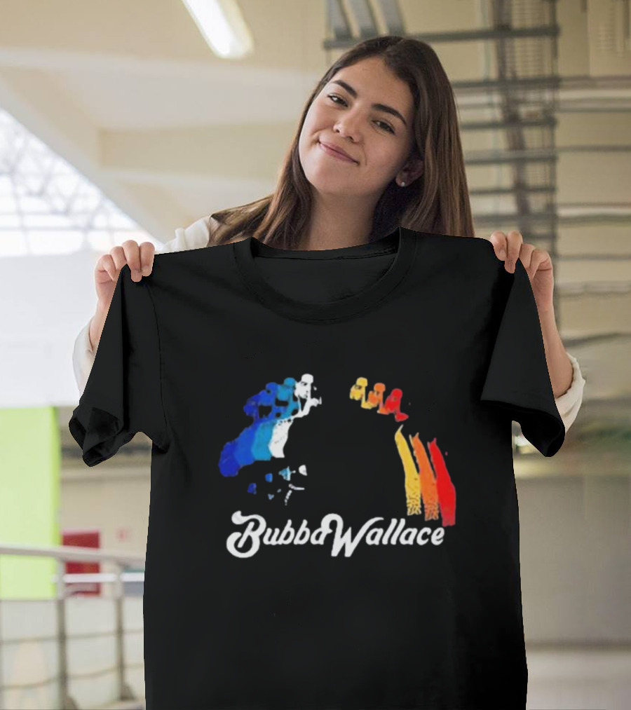 Bubba Wallace Charcoal Blue Red Yellow Brush Strokes T-Shirt