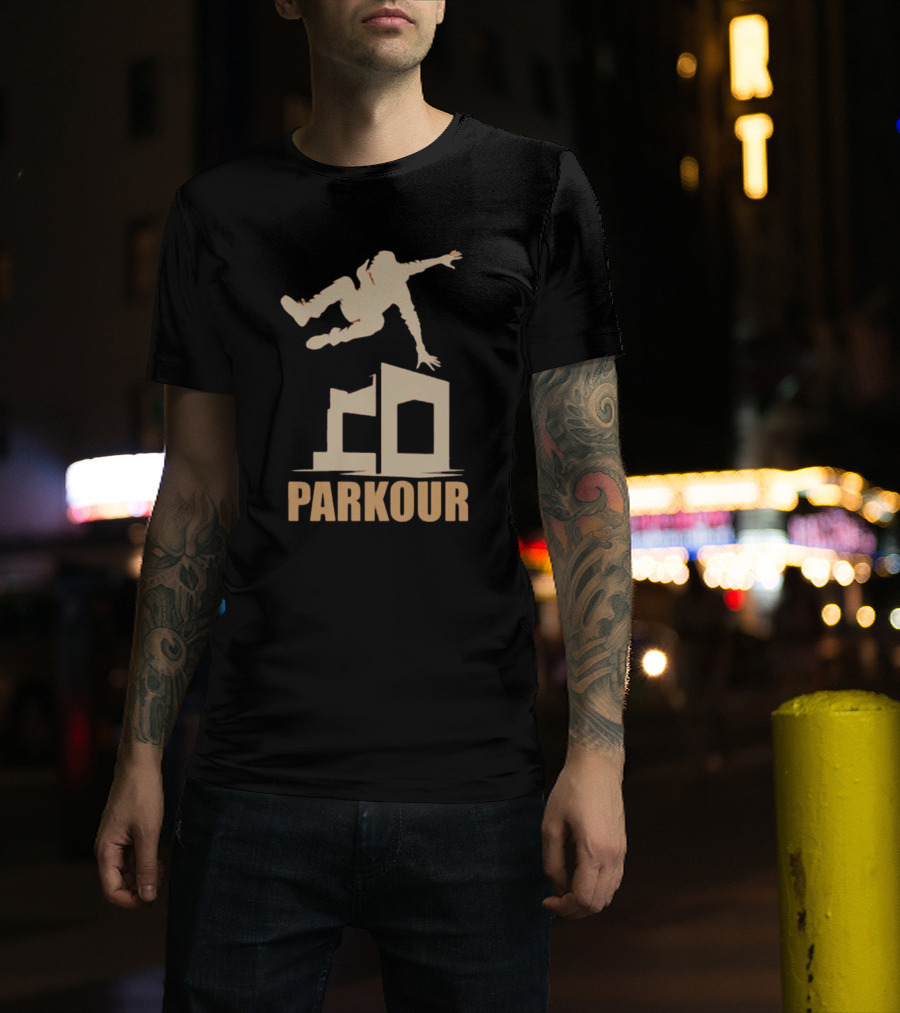 Free-Running Urban Parkour Jumping Silhouette Street T-Shirt