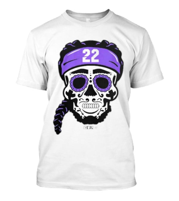Derrick Henry 22 NFLPA Sugar Skull Baltimore Ravens Braids T-Shirt