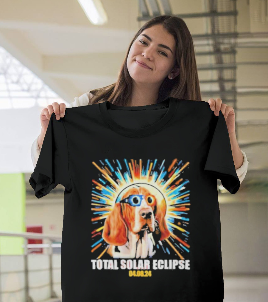 Total Solar Eclipse Dog Wearing Eclipse Glasses 04.08.24 T-Shirt