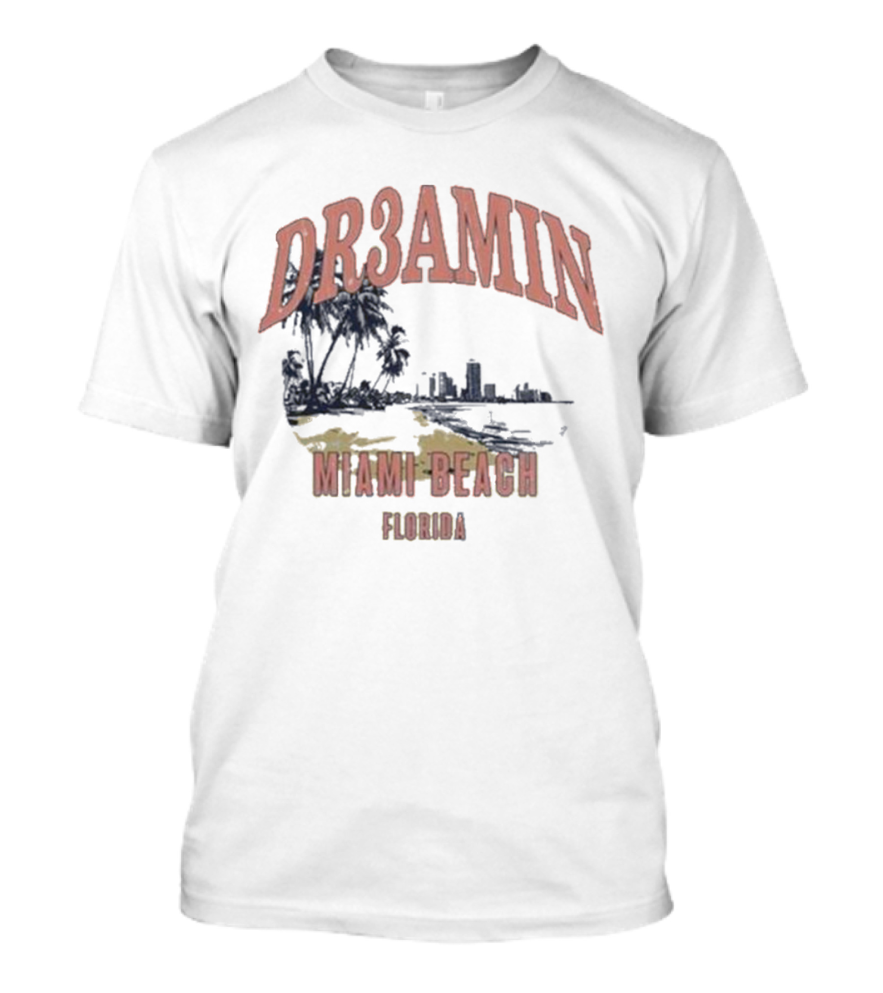 DR3AMIN Miami Beach Florida Skyline T-Shirt