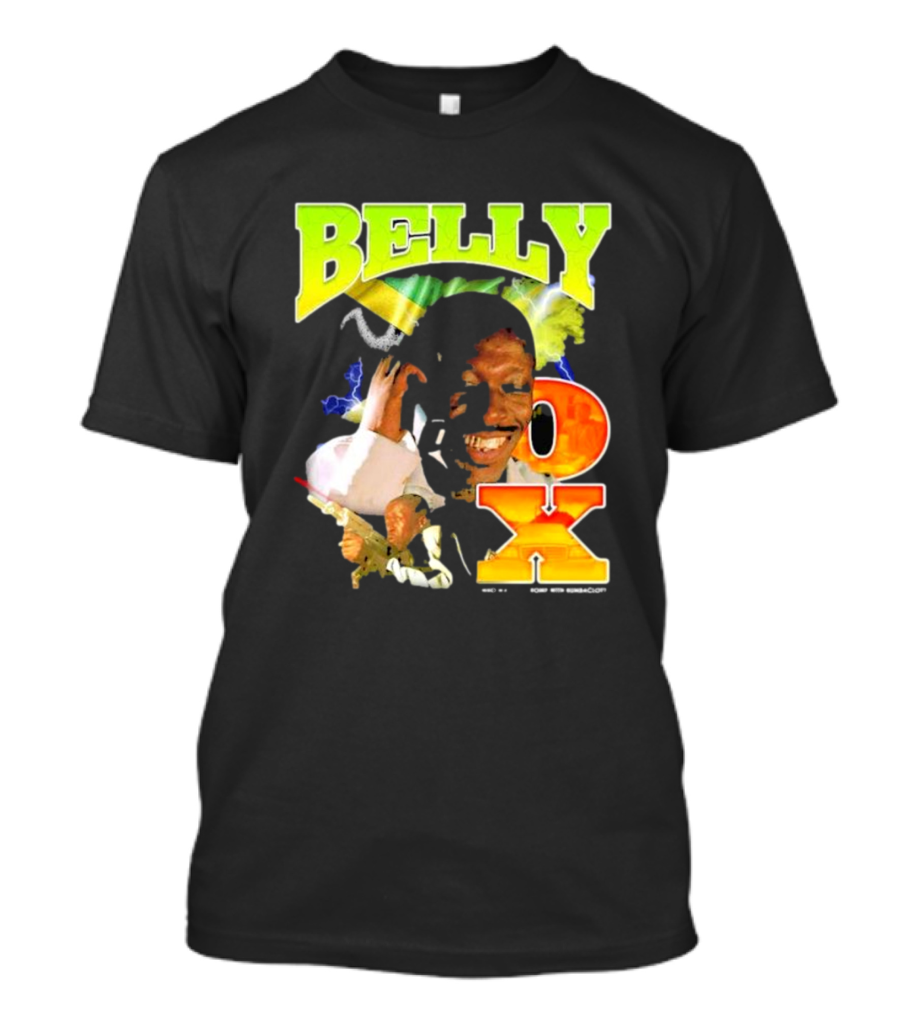 BELLY OX Romp With Bumbaclot Smiling Man With Phone And Gun T-Shirt