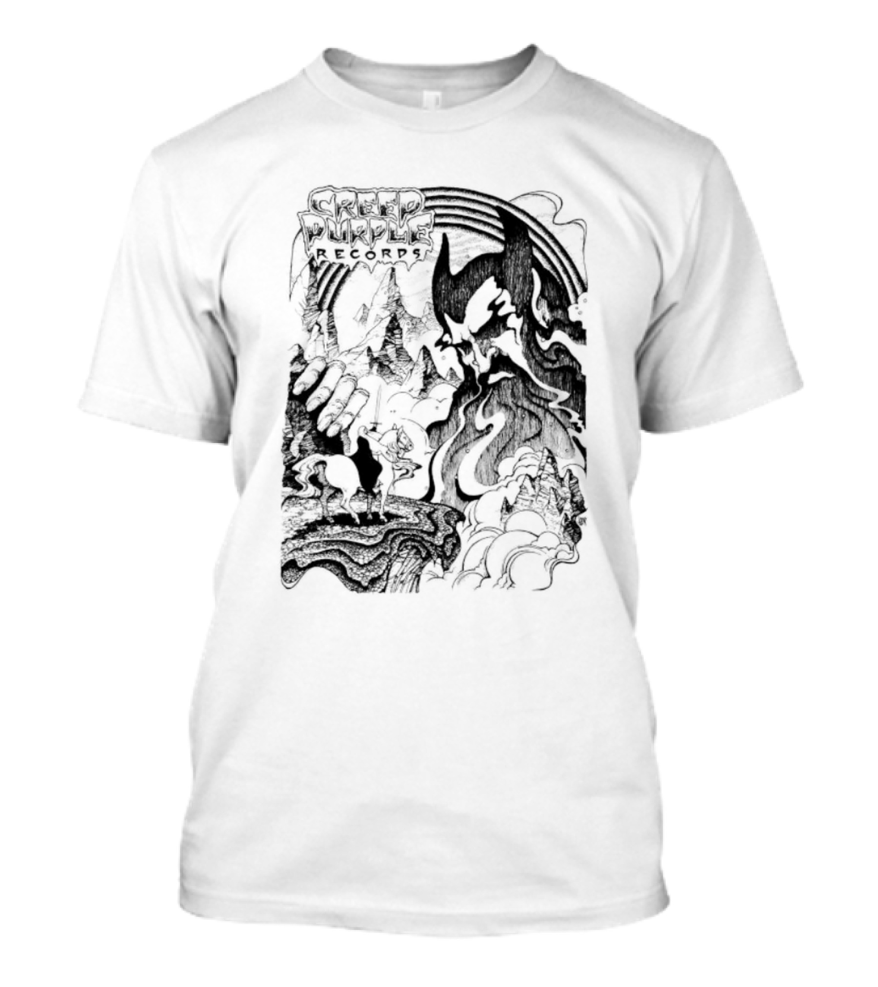 Creep Purple Records Devil Mountain Landscape With Horse And Rainbow T-Shirt