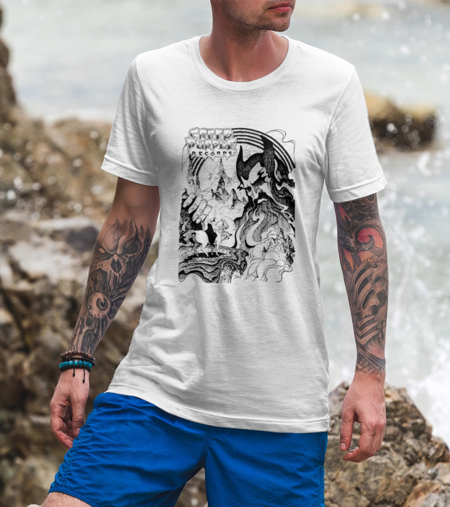 Creep Purple Records Devil Mountain Landscape With Horse And Rainbow T-Shirt