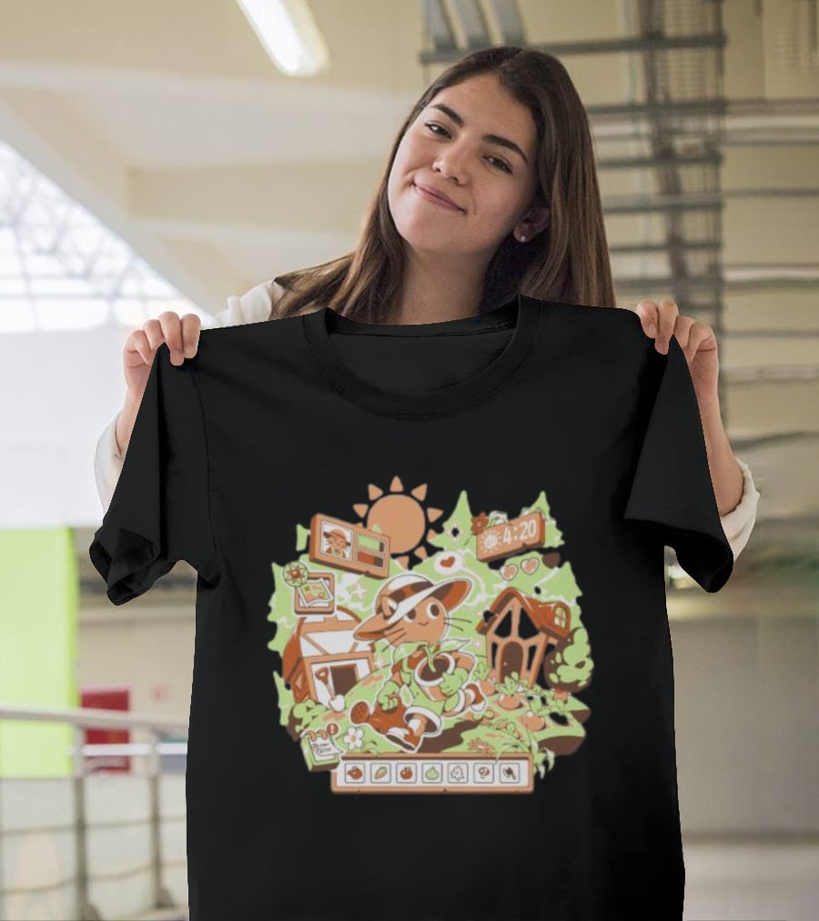 4:20 Harvest Meow In Farm Game Scene T-Shirt