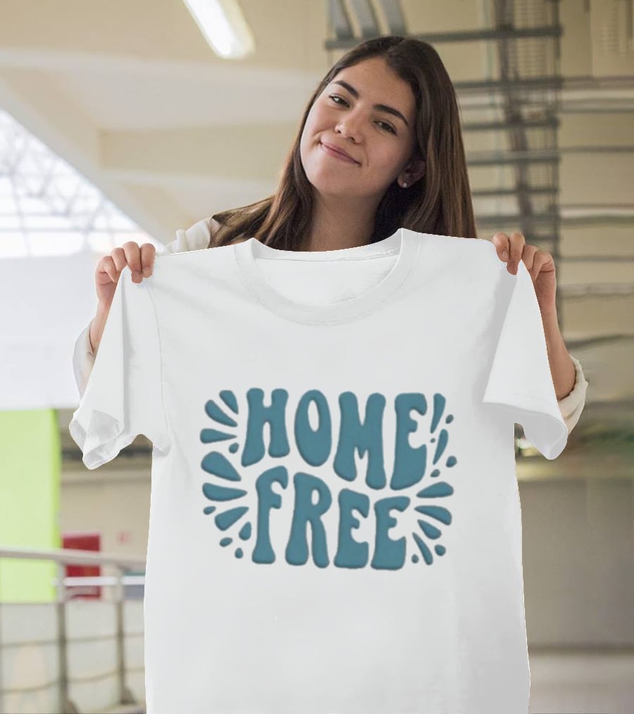 Home Free Emblem Logo Puff Text With Blue Accents T-Shirt