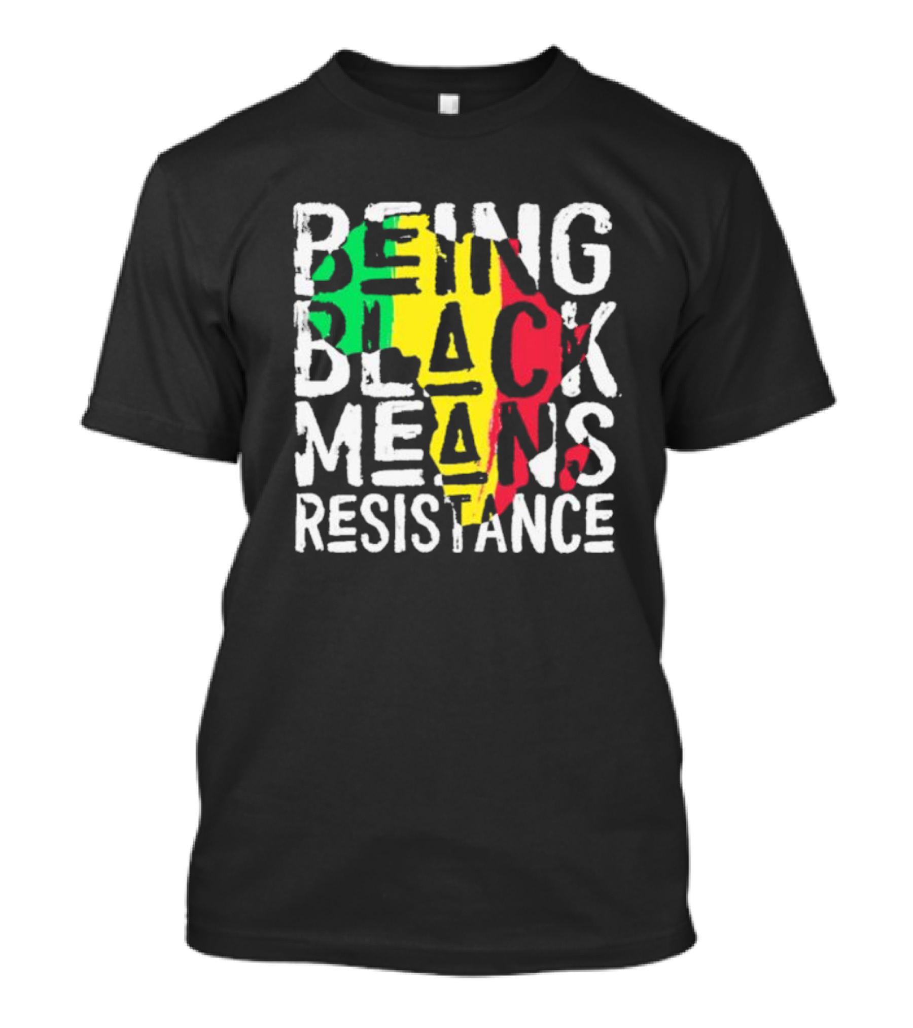 Being Black Means Resistance Africa Map Red Yellow Green T-Shirt