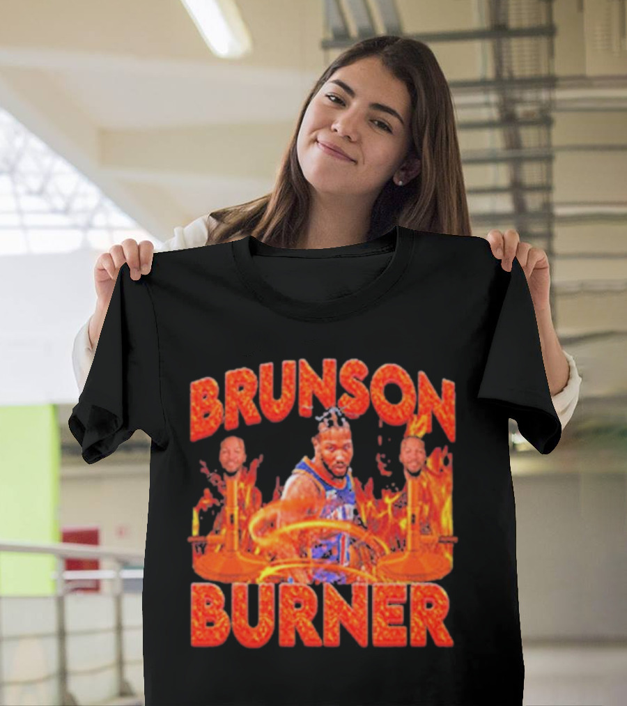Brunson Burner Basketball Flames Iconic Player NBA T-Shirt