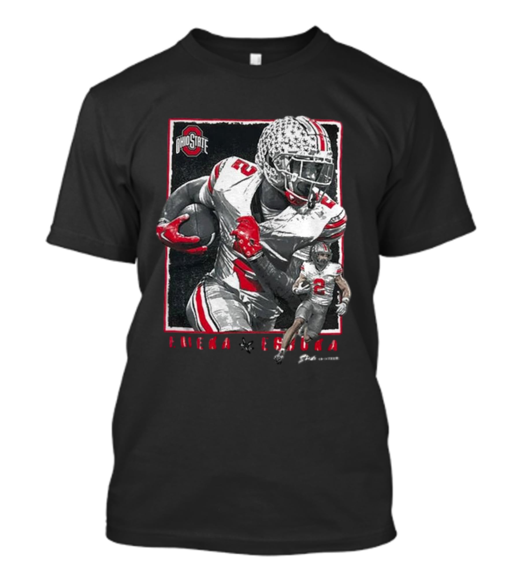 Ohio State Egbuka Football Action Run T-Shirt
