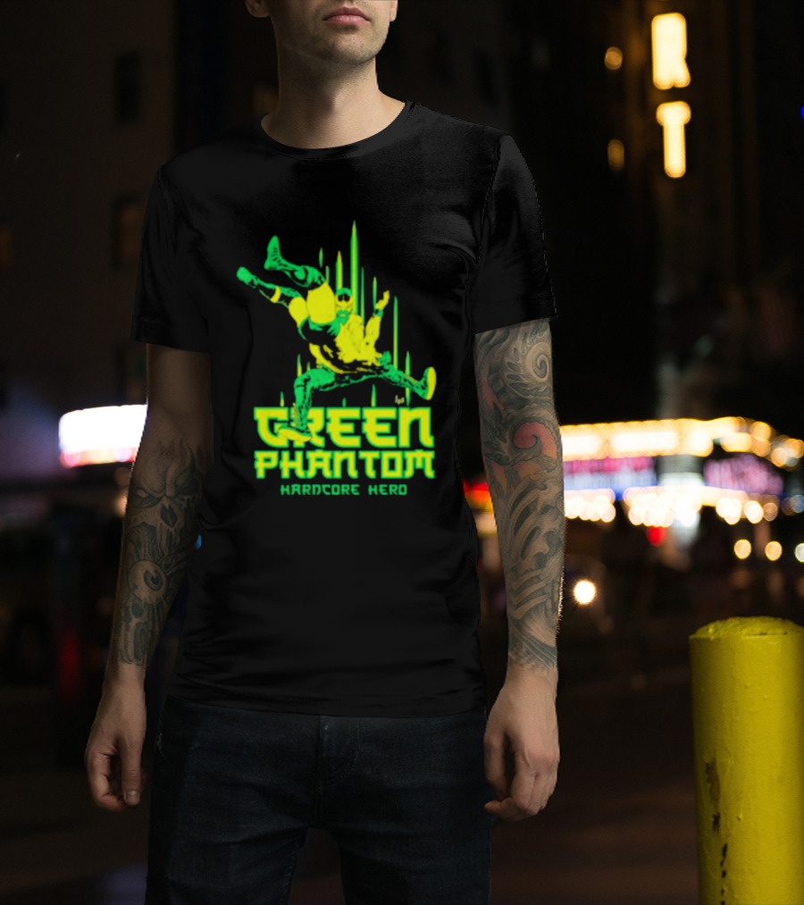 Green Phantom Hardcore Hero Wrestler Action T-Shirt