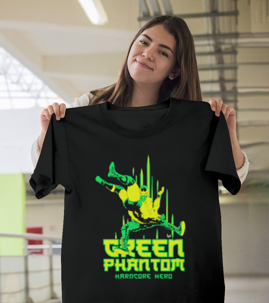 Green Phantom Hardcore Hero Wrestler Action T-Shirt