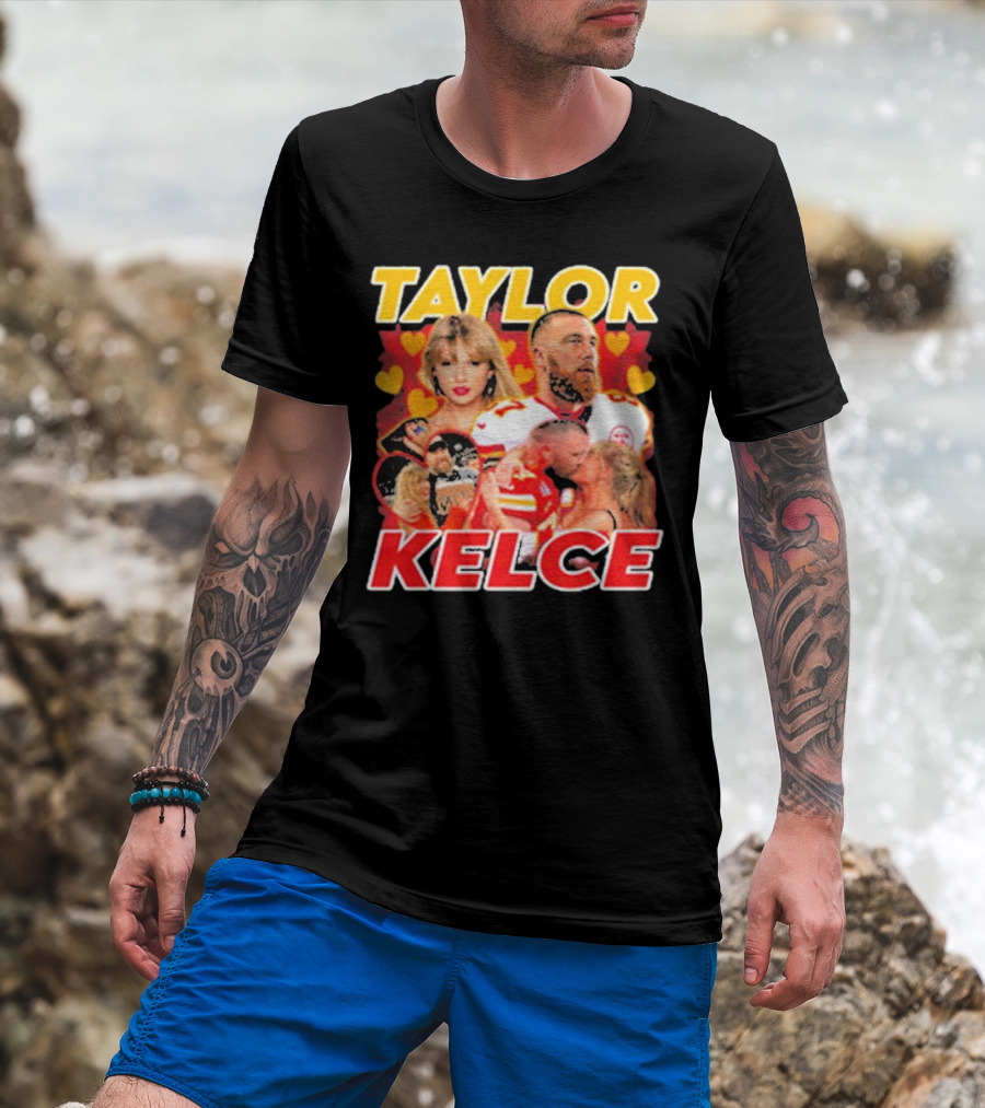 Taylor Kelce Football Love Hearts Chiefs Player Blonde Woman T-Shirt