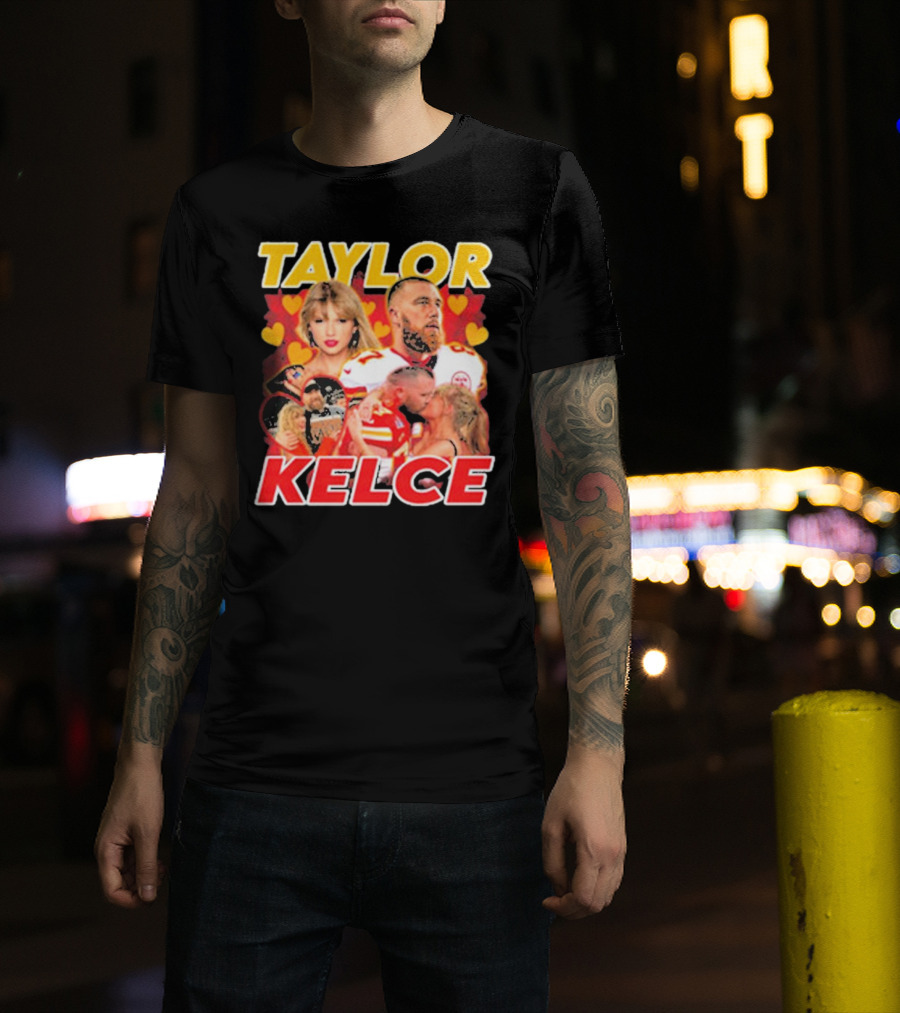 Taylor Kelce Football Love Hearts Chiefs Player Blonde Woman T-Shirt