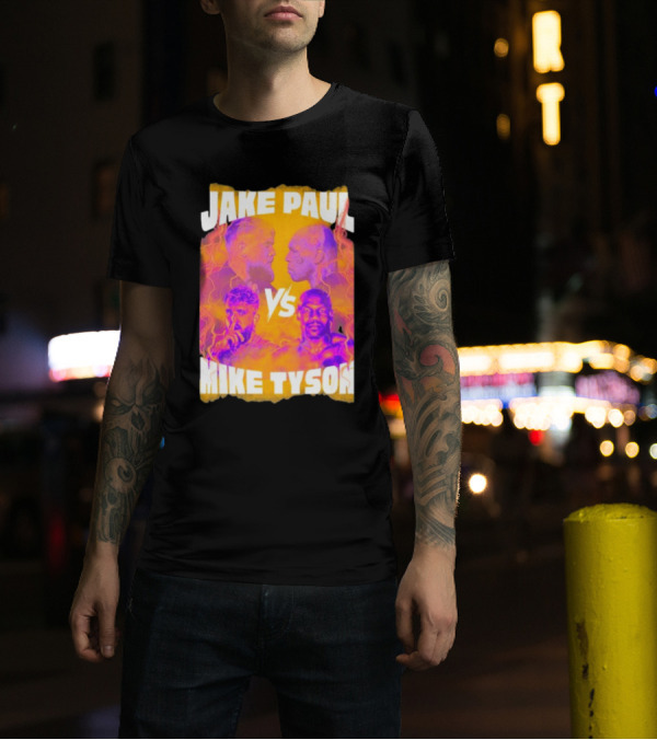 Jake Paul Vs Mike Tyson Face Off Vibrant Showdown T-Shirt