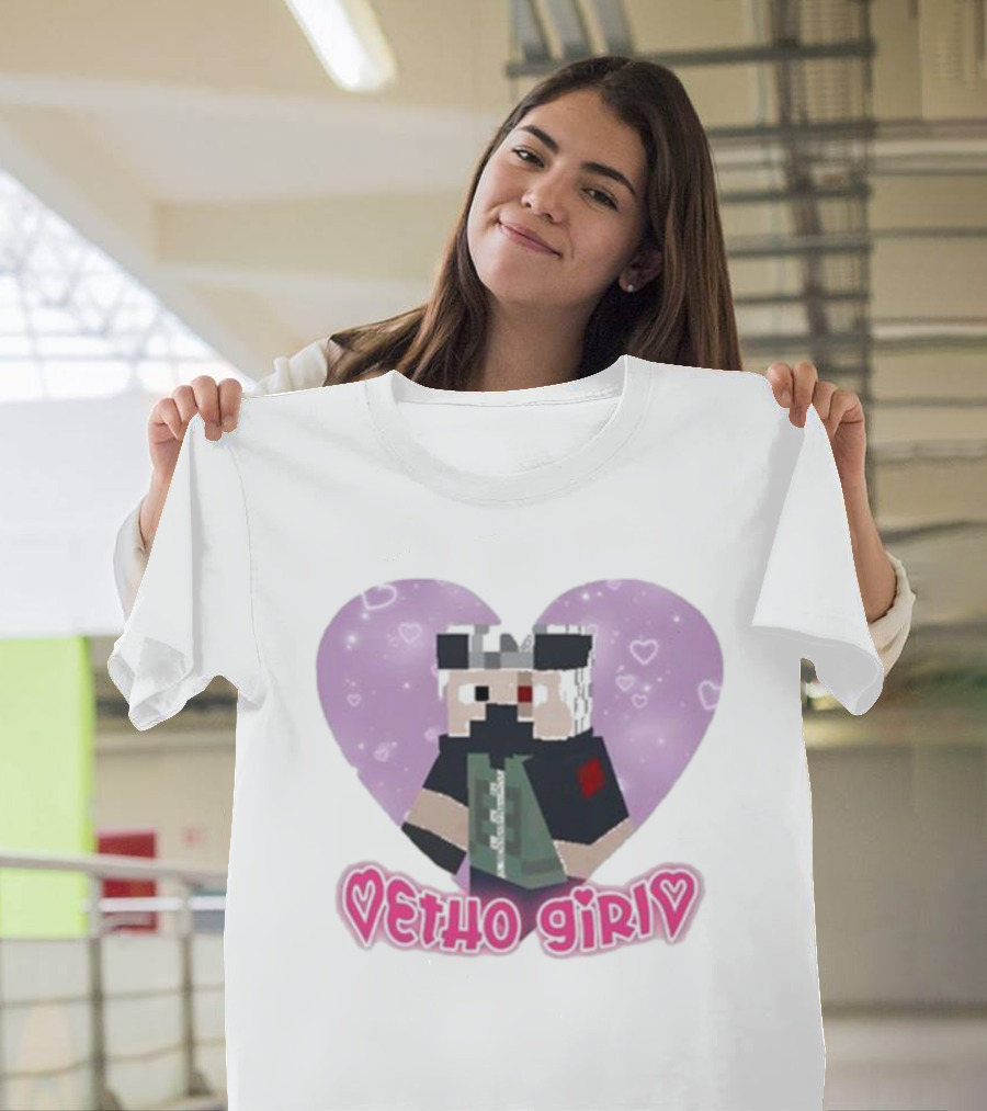Etho Girl Heart Minecraft Character Pixel Art Julesxd T-Shirt