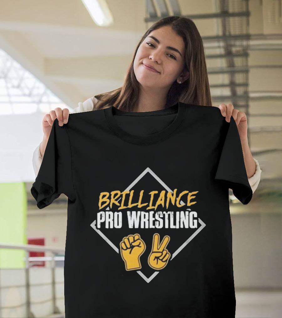 BRILLIANCE PRO WRESTLING Fist and Peace Gesture T-Shirt