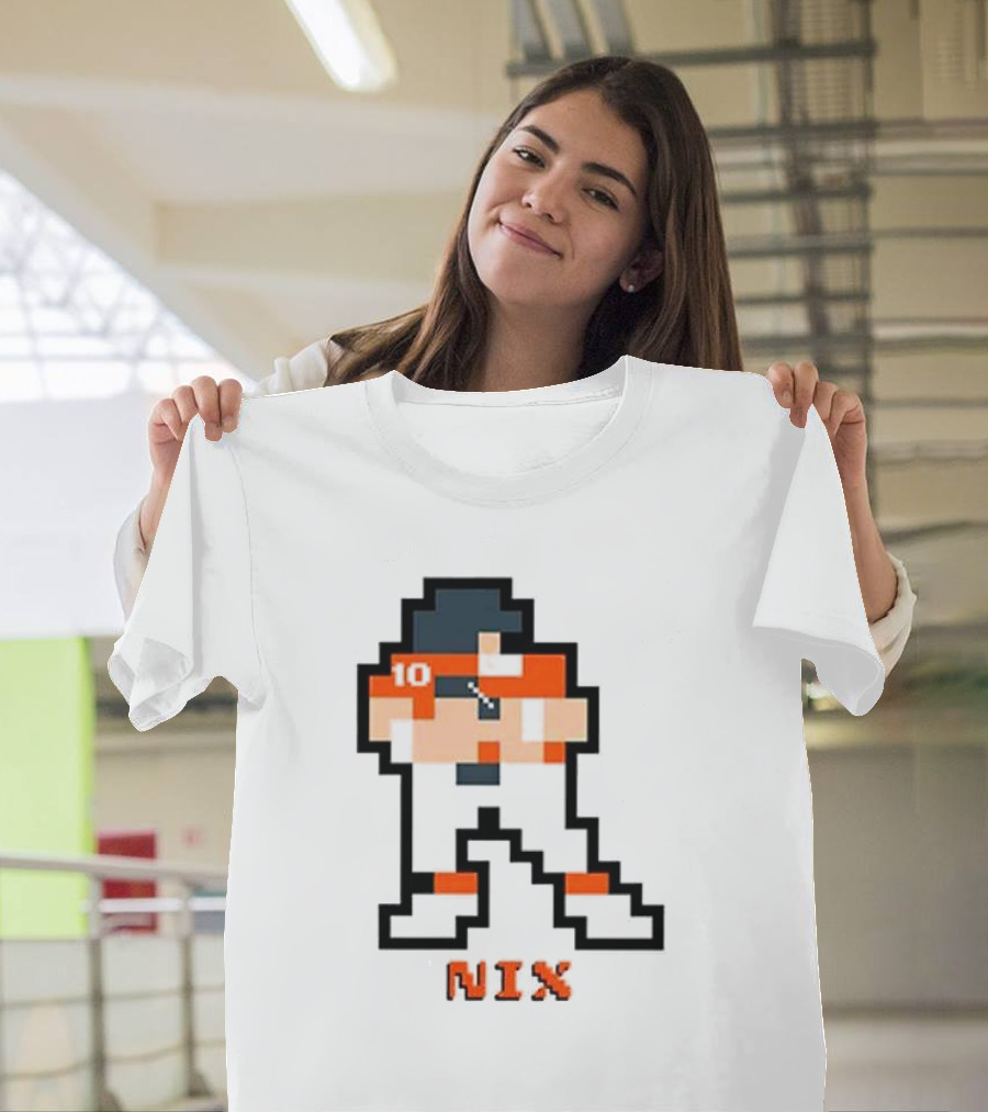 Broncos Bo Nix 8-Bit Number 10 Pixel T-Shirt