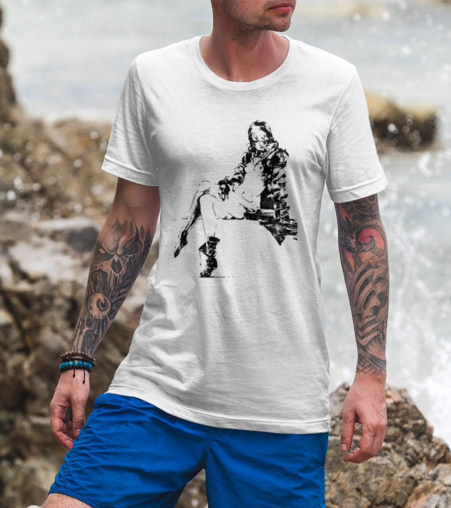 Espionagevr Store Big Sniper Mysterious Figure In Long Coat And Boots T-Shirt