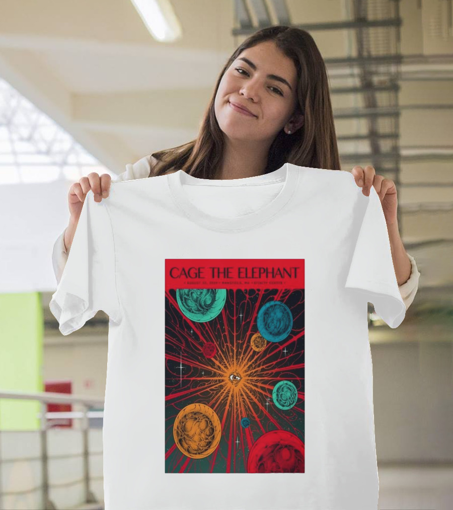 Cage The Elephant August 22 2024 Xfinity Center Mansfield MA Cosmic Concert T-Shirt