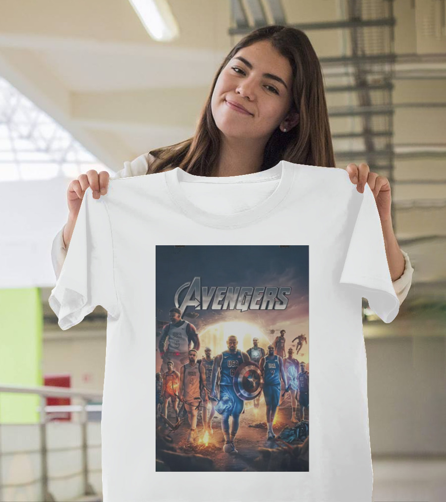 Avengers USA Basketball Olympic 2024 Superhero Team-Up T-Shirt