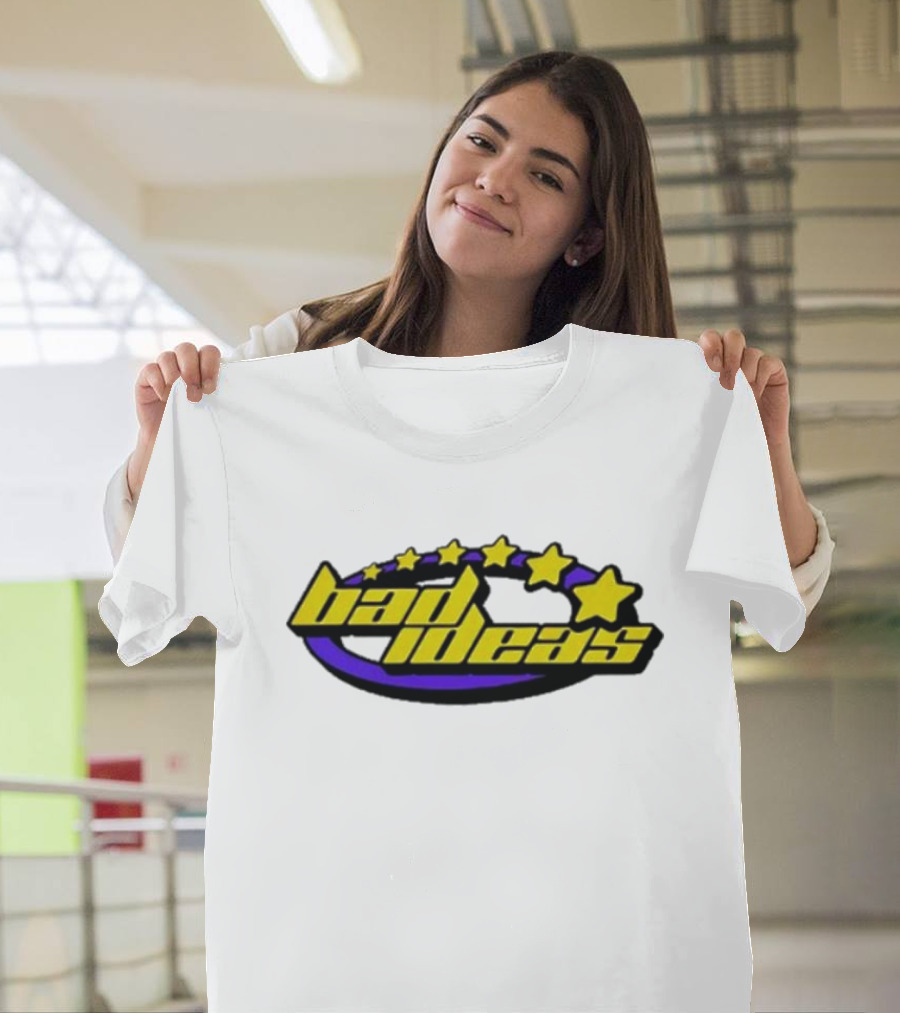 Bad Ideas Content Retro Five Stars Yellow And Purple T-Shirt
