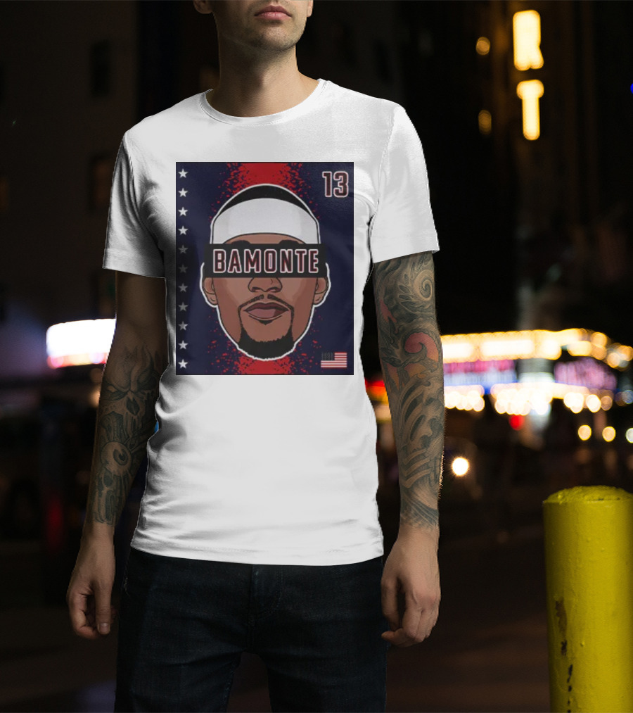 Bamonte 13 Stars And Stripes Illustration Bam Adebayo T-Shirt