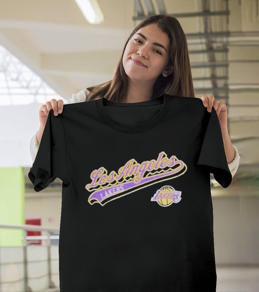 Los Angeles Lakers Script Logo Basketball T-Shirt