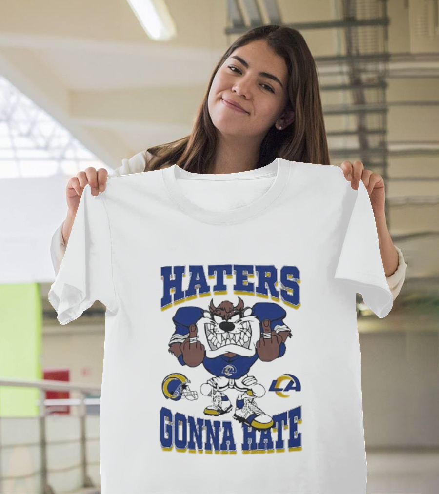 Haters Gonna Hate Los Angeles Rams Mascot Blue And Yellow Football Fan Attitude T-Shirt