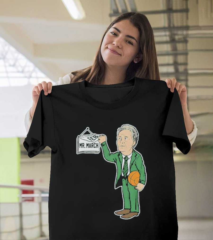 Mr. March Basketball Coach With Calendar In Green Suit Holding Basketball T-Shirt