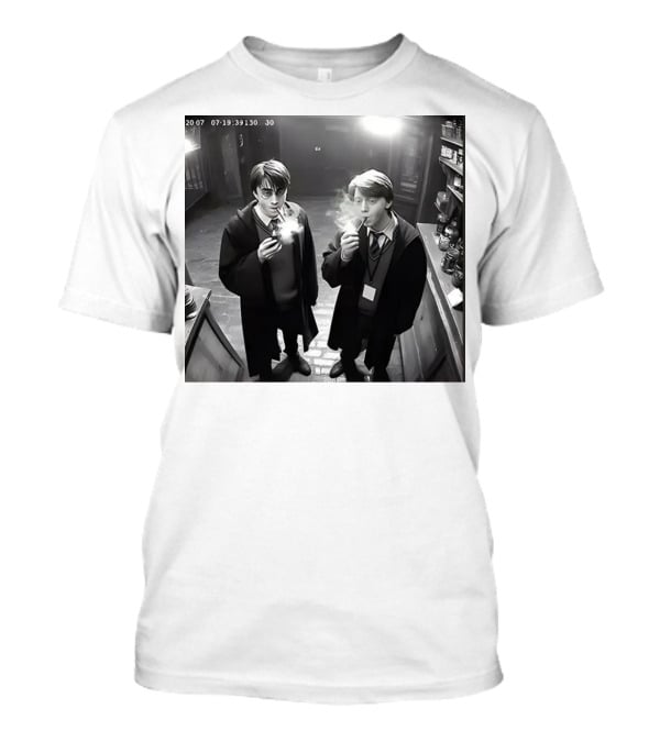 Harry And Ron Smoking Hogwarts CCTV Aesthetic T-Shirt
