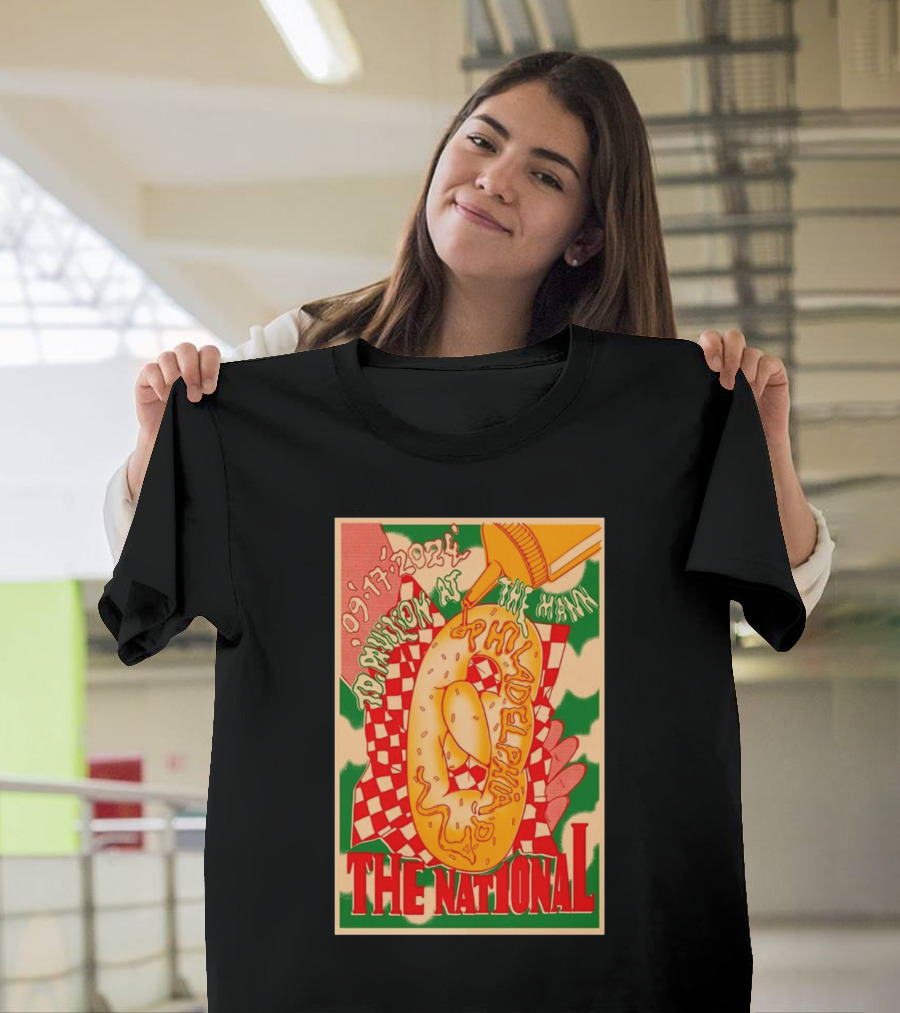 The National Philadelphia Pa September 17 2024 TD Pavilion at The Mann Concert Poster with Bagel and Mustard T-Shirt