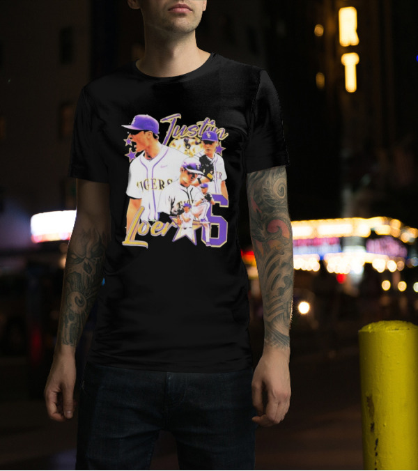 Justin Loer 6 LSU Tigers Baseball Pitcher Collage T-Shirt