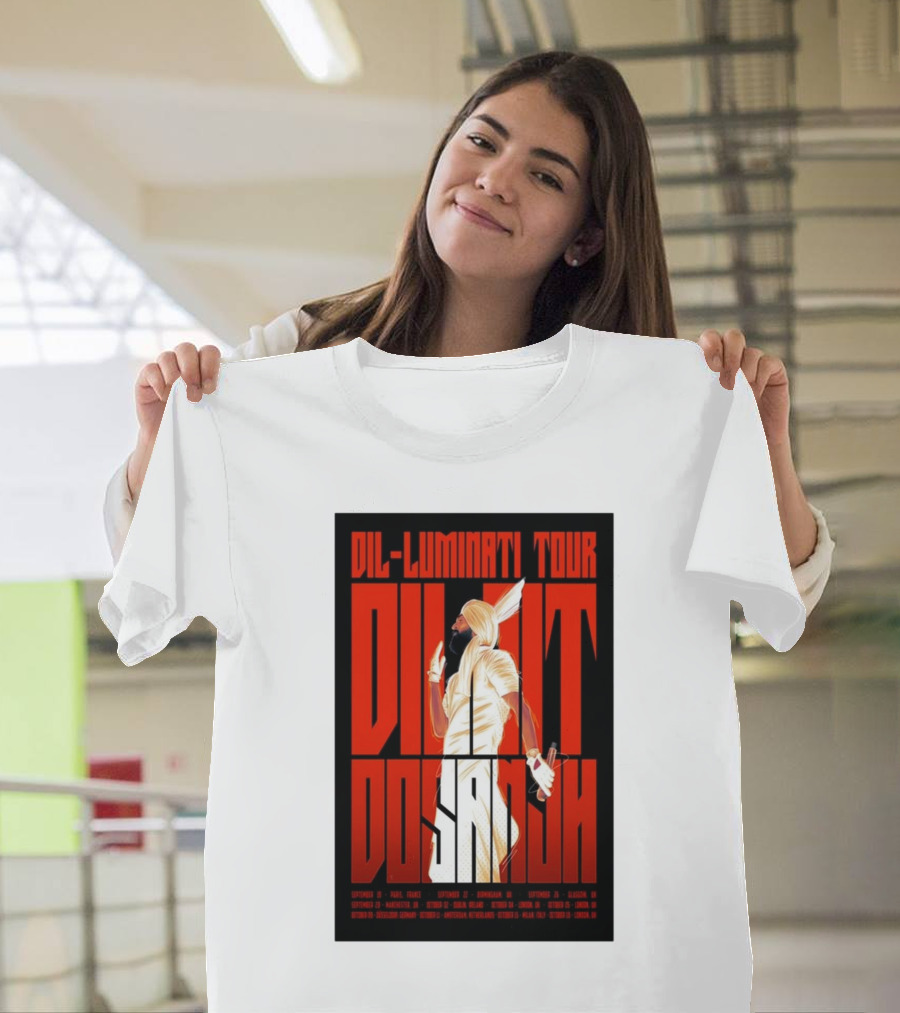 Diljit Dosanjh Dil-Luminati Tour Europe 2024 September Paris Cologne Brussels London Manchester Glasgow T-Shirt