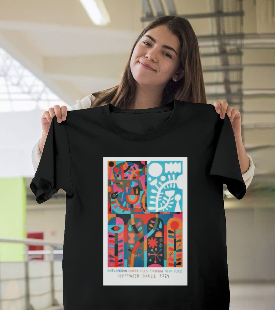 Khruangbin Forest Hills Stadium New York September 20 and 21 2024 Psychedelic Abstract T-Shirt