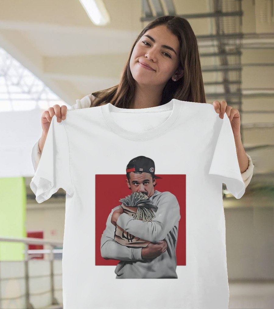 Seth Jarvis Holding Money Bag In Hockey Cap T-Shirt