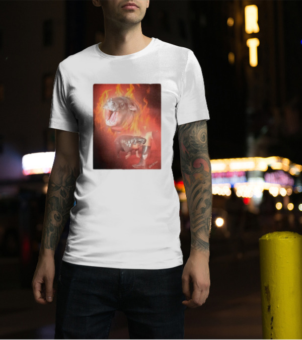 Twaniimals Moo Deng Mood Hippos On Fire T-Shirt