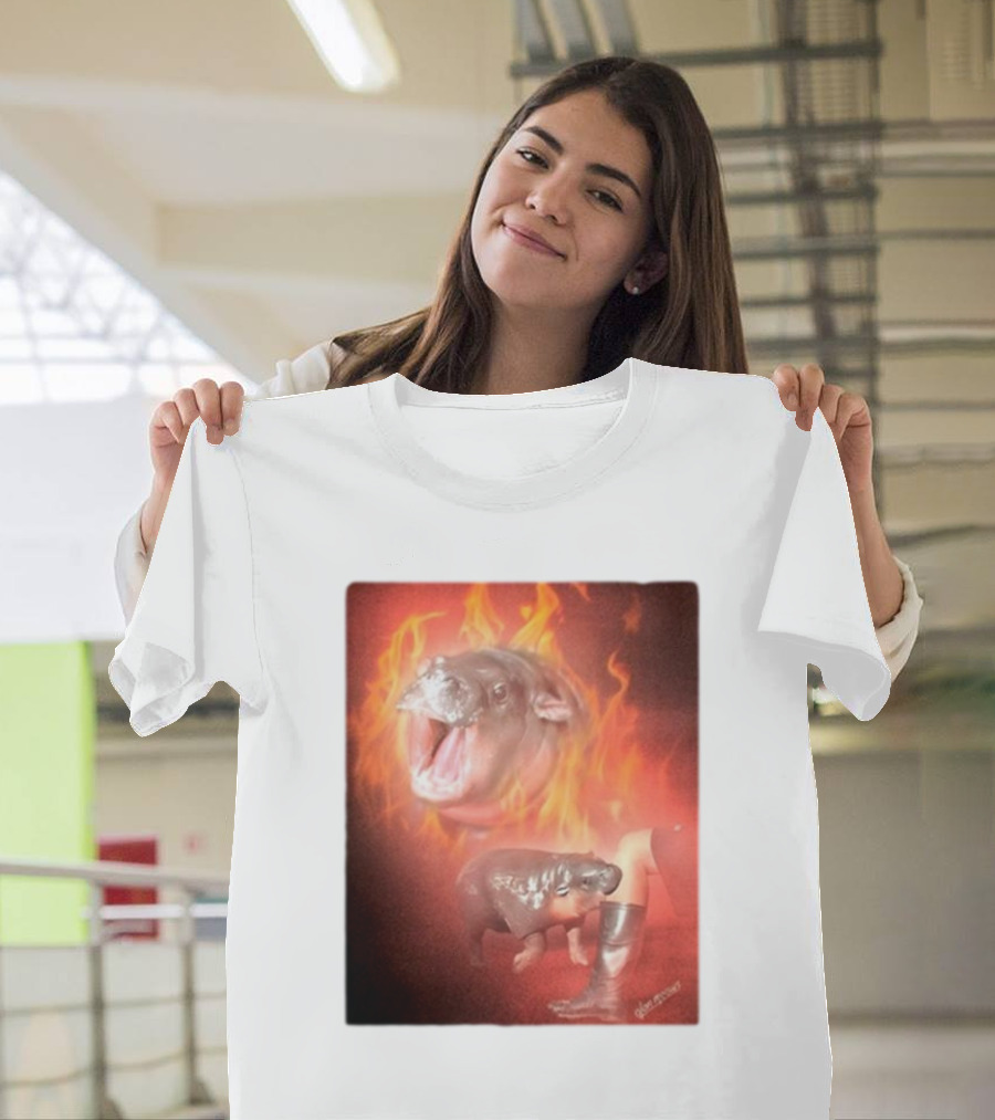 Twaniimals Moo Deng Mood Hippos on Fire T-Shirt