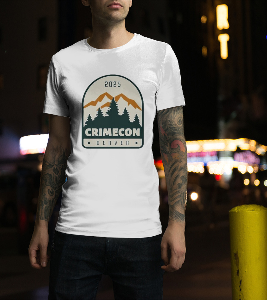 2025 Crimecon Denver Colorado Mountain Forest Badge T-Shirt