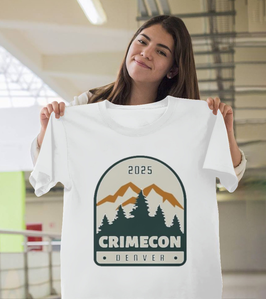 2025 Crimecon Denver Colorado Mountain Forest Badge T-Shirt