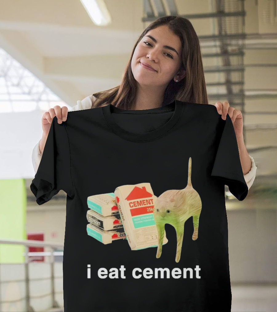 I Eat Cement Cursed Cat With Cement Bags T-Shirt