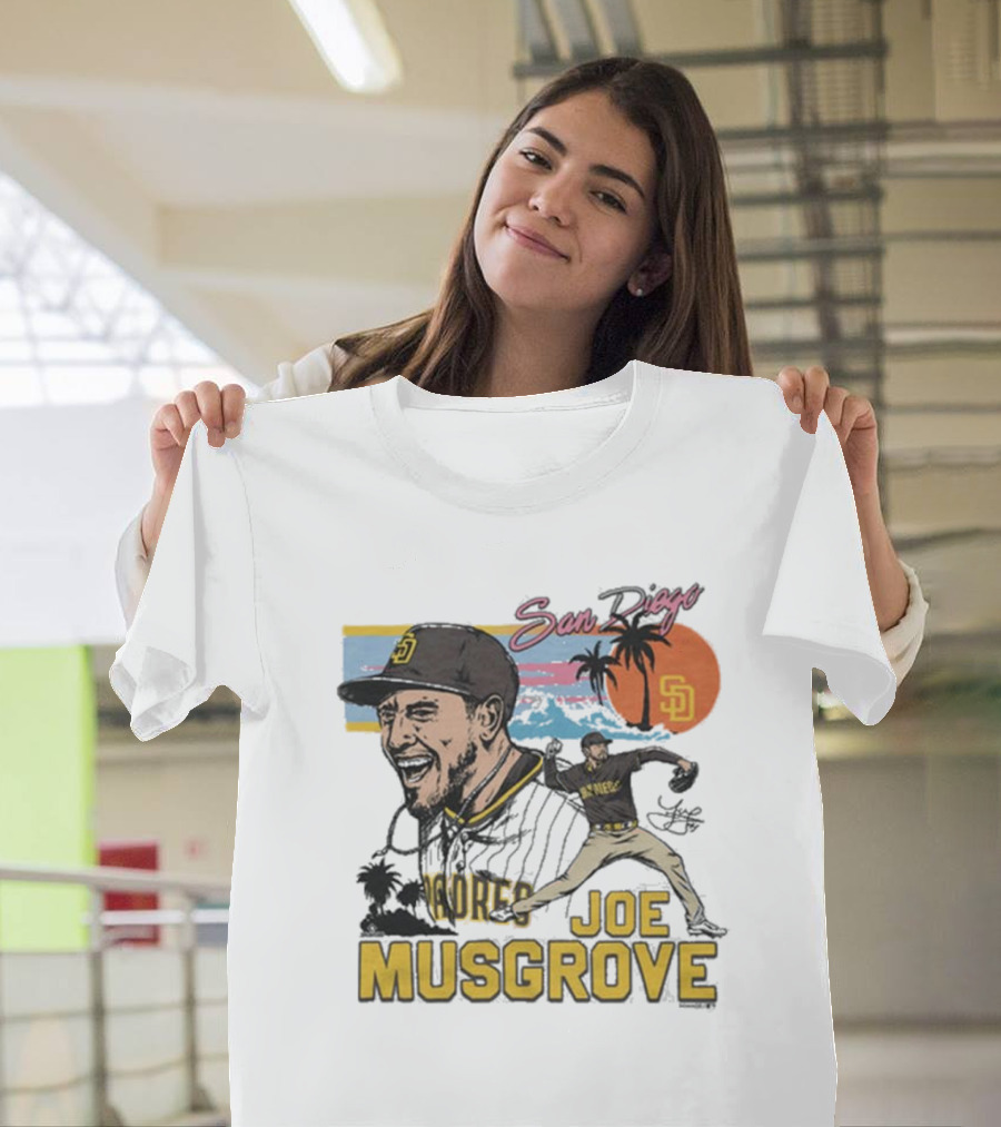 San Diego Padres Joe Musgrove MLB Homage Signature Painting T-Shirt