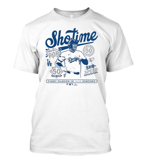 LA Dodgers Shohei Ohtani Showtime First Player In MLB History 50-50 Club T-Shirt