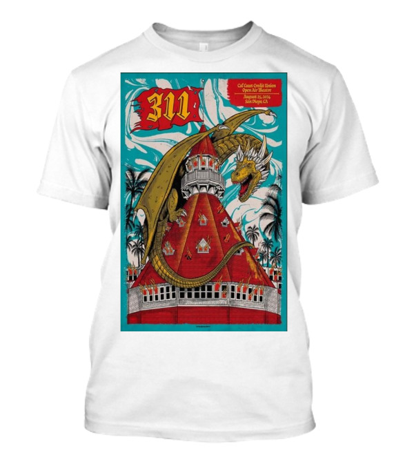 311 Aug 25 2024 Cal Coast Credit Union Open Air Theatre San Diego CA Dragon T-Shirt
