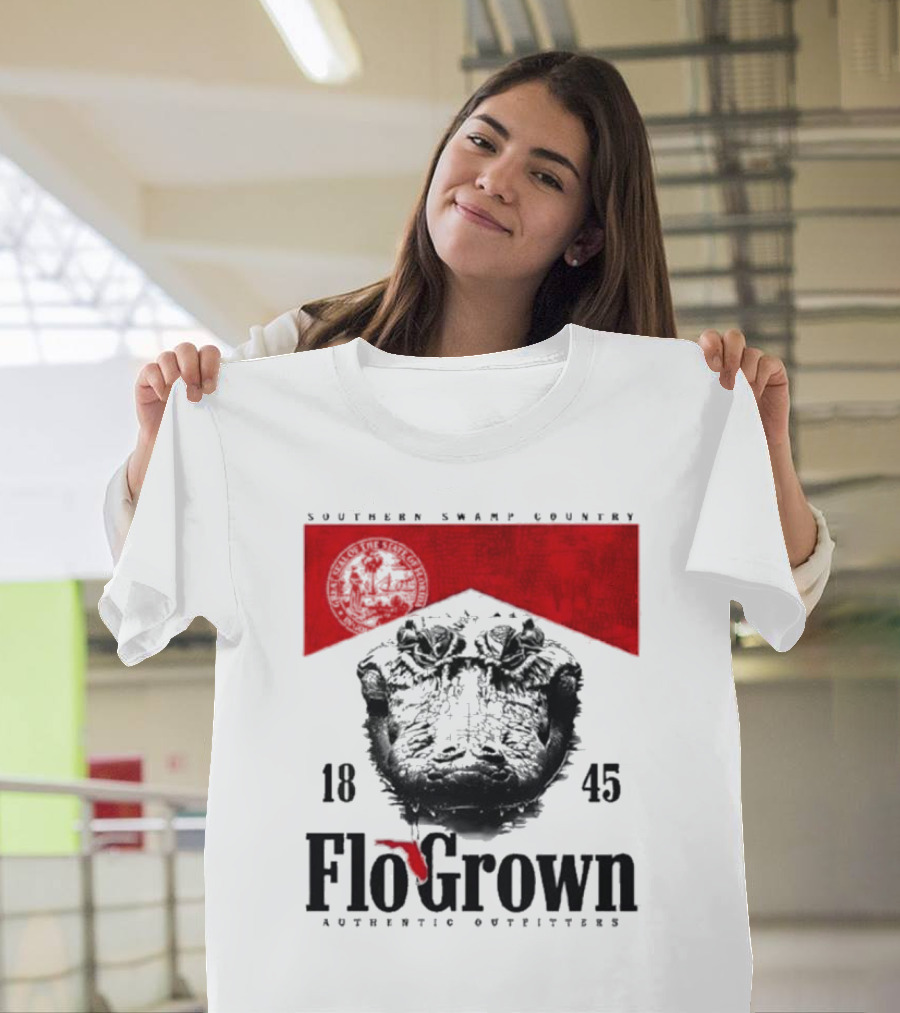 FloGrown Southern Swamp Country 1845 Authentic Outfitters With Florida Map T-Shirt