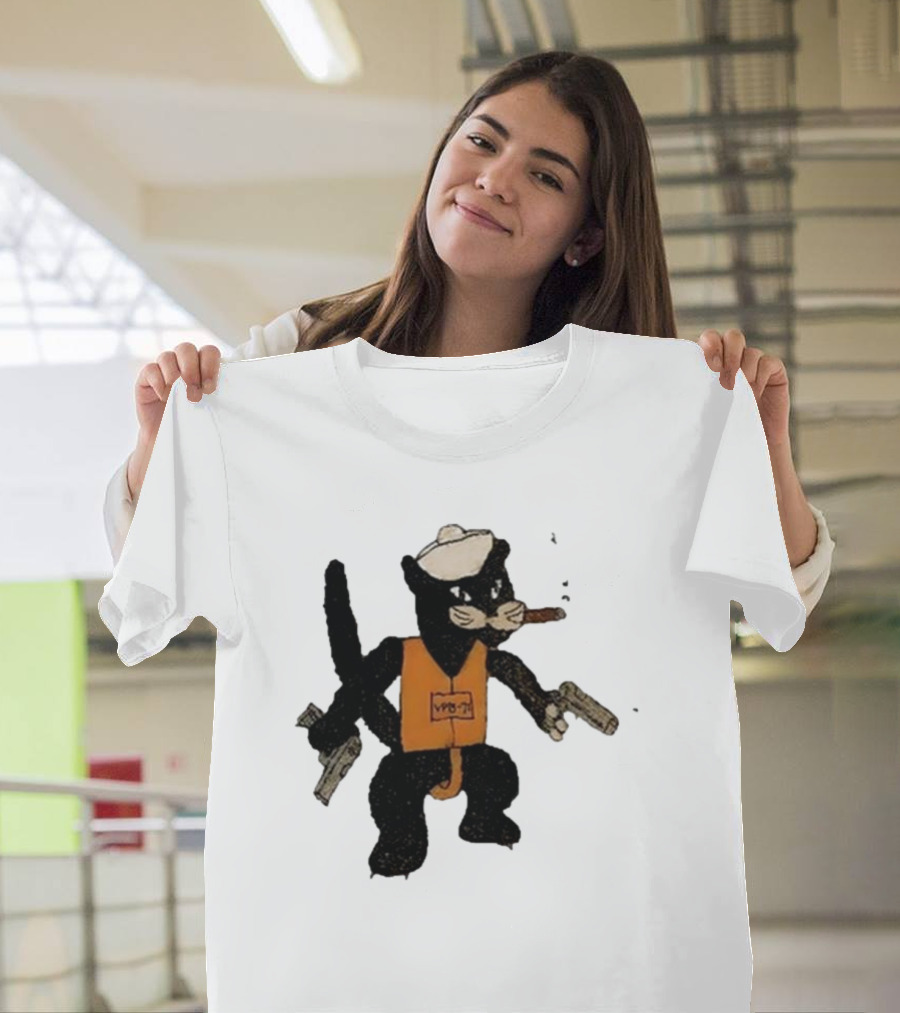 Dylan Cease's Cat Patrol Squadron VPB-71 Vintage Cartoon Panther with Guns and Cigar T-Shirt
