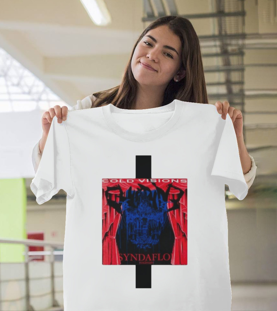 Cold Visions Syndaflod 2024 Red and Blue Dramatic Abstract T-Shirt