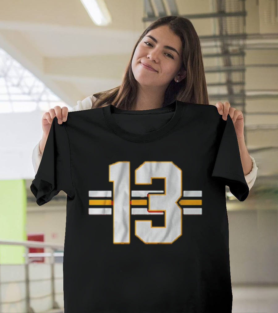 Lucky 13 Yellow White Football Stripe Number T-Shirt