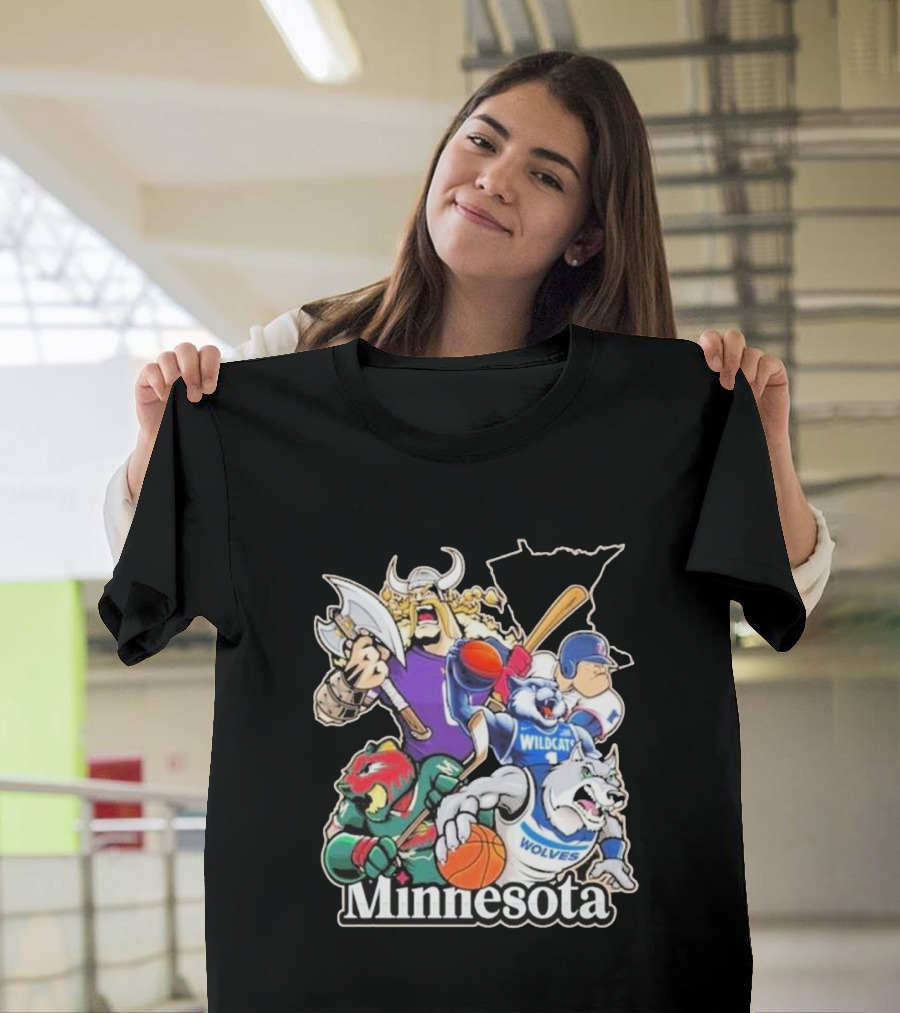 Minnesota Vikings Wildcat Wolves Sports Teams Mascots Vintage T-Shirt